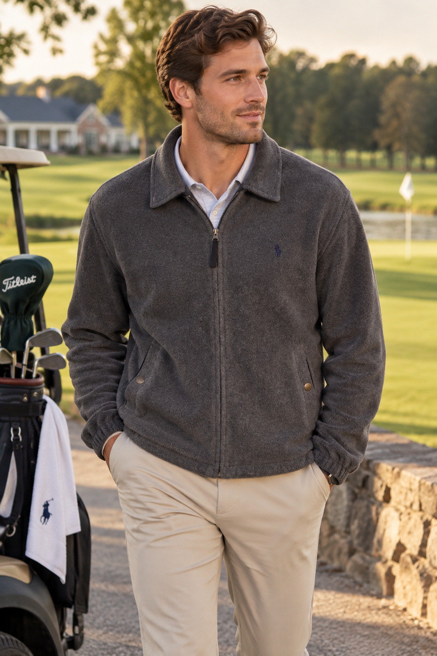 Classic Heritage Vintage Polo Ralph Lauren Gray Polartec fleece jacket Size Med